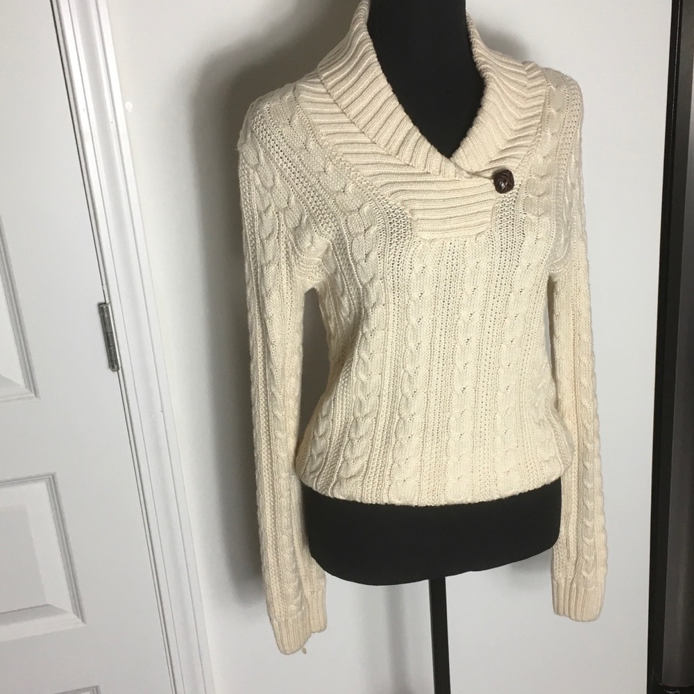 Jeanne Pierre cream cable knit sweater size s/p